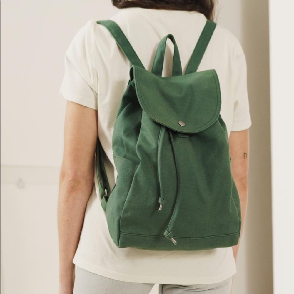 Baggu Green Drawstring Canvas Backpack